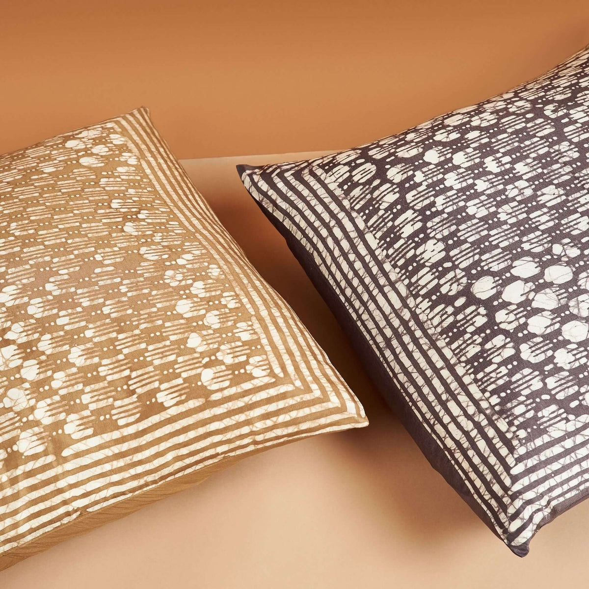 Oasis Charcoal block print mulberry silk pillow cover, 20x20 – One Affirmation