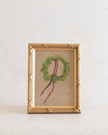 Wreath II watercolor wreath with red ribbons art print