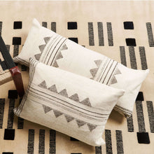 Kora white and black handloom small lumbar pillow cover, 15x25 – One Affirmation