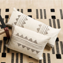 Kora white and black handwoven lumbar pillow cover, 14x35 – One Affirmation