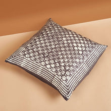 Oasis Charcoal block print mulberry silk pillow cover, 20x20 – One Affirmation