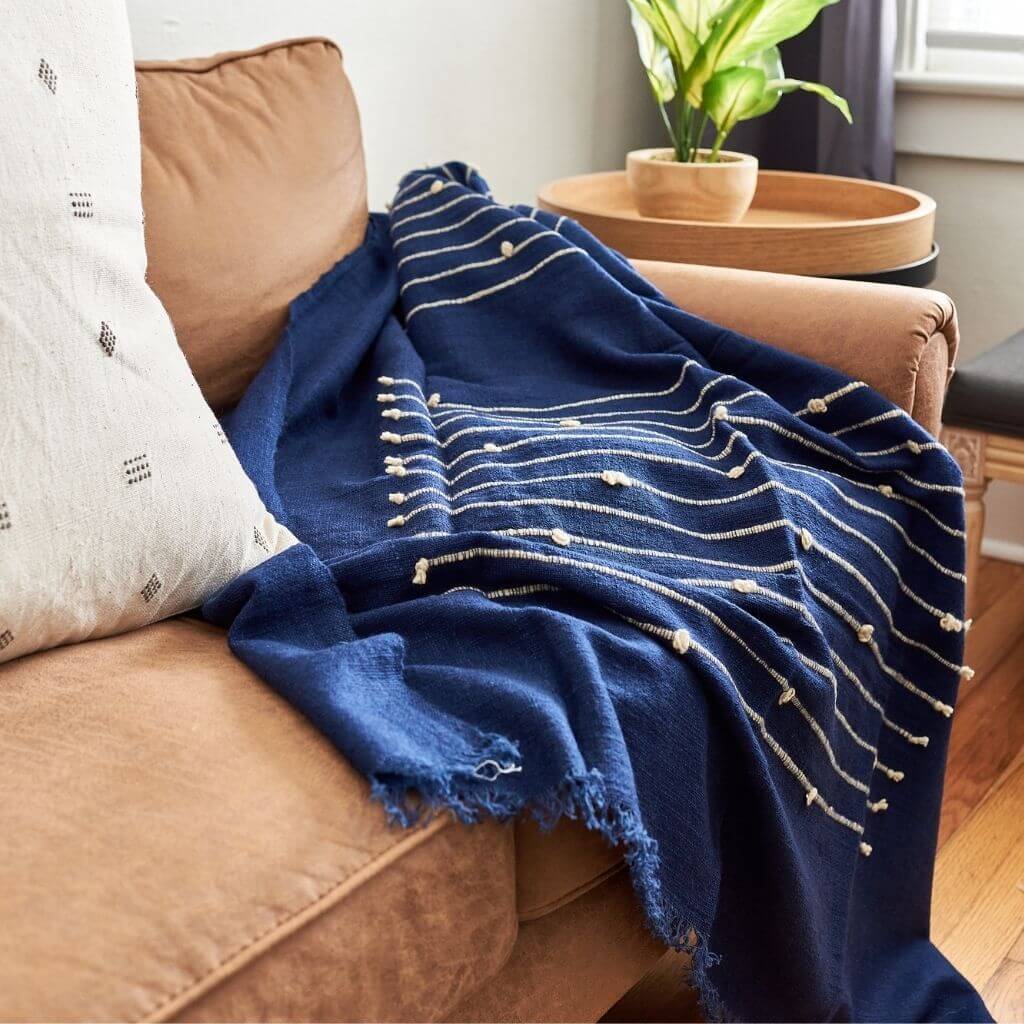 Rosewood Indigo merino wool handloom throw – One Affirmation