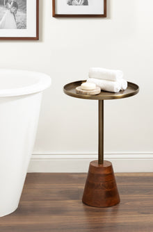 Tira Round Metal and Wood Side Table