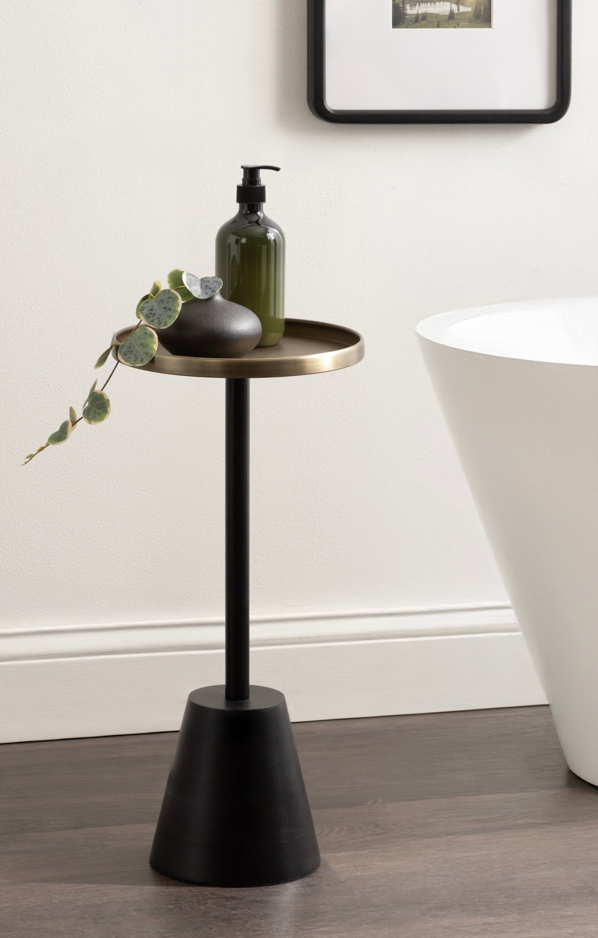 Tira Round Metal and Wood Side Table