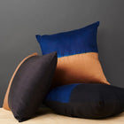 Aakar Indigo gold color block mulberry silk pillow cover, 18x18 – One Affirmation