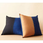 Aakar Indigo gold color block mulberry silk pillow cover, 18x18 – One Affirmation