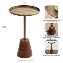 Tira Round Metal and Wood Side Table