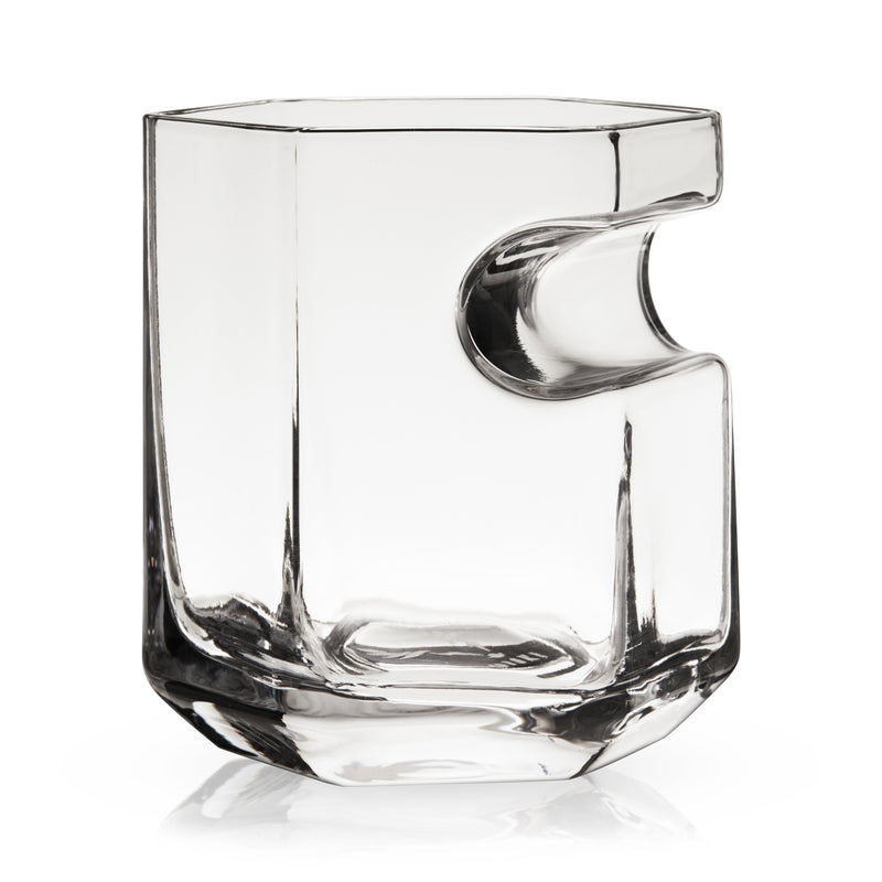 13 oz whiskey glass with cigar rest holding cigar