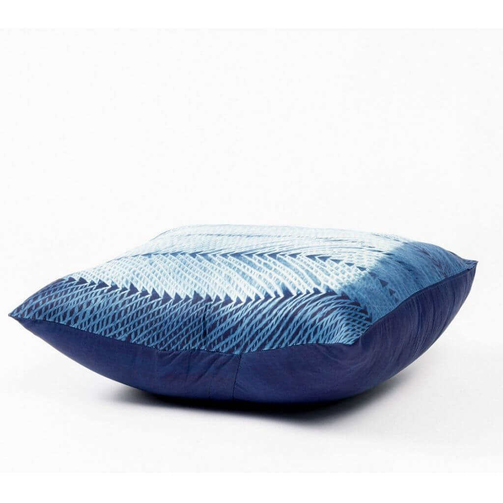 Ara Indigo shibori print mulberry silk pillow cover, 18x18 – One Affirmation