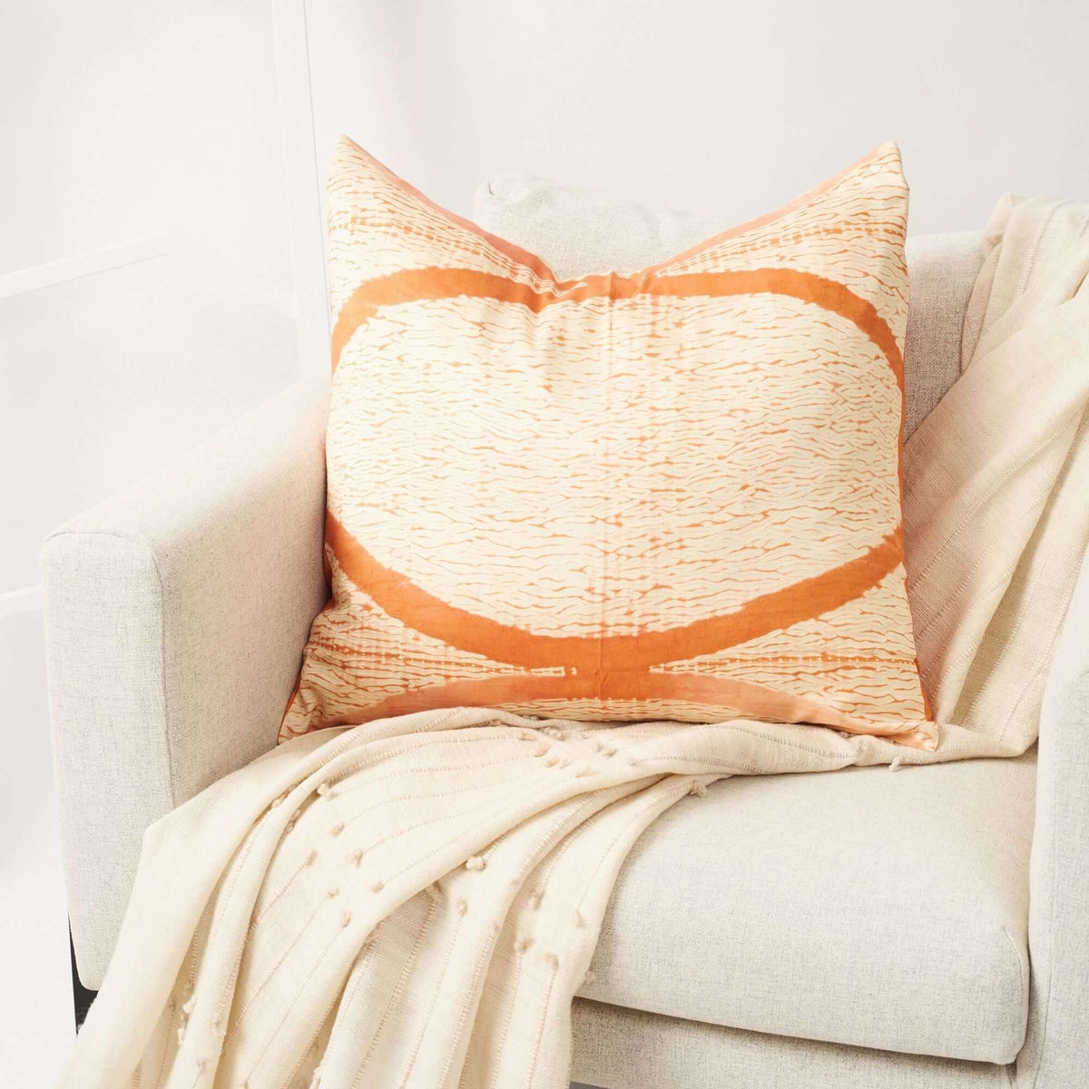 Arc Coral shibori print mulberry silk pillow cover, 20x20 – One Affirmation