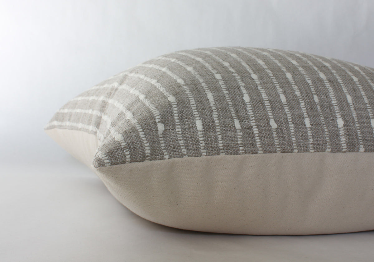 Perin neutral textured stripe pillow cover, view 3