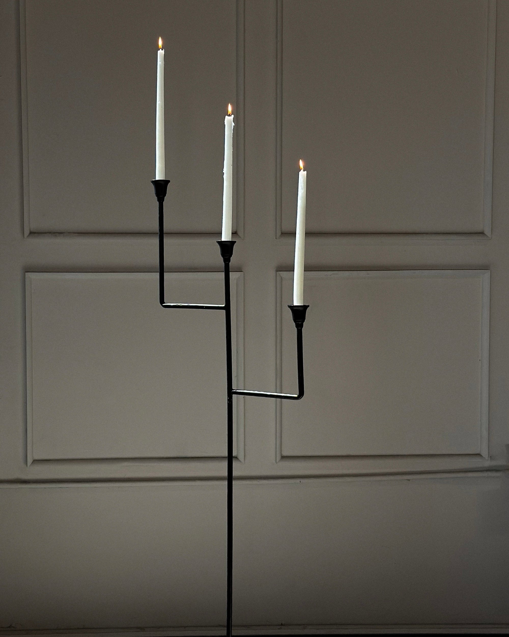 Bardot Hammered Iron Floor Candelabra - 56" Tall Tiered Candleholder