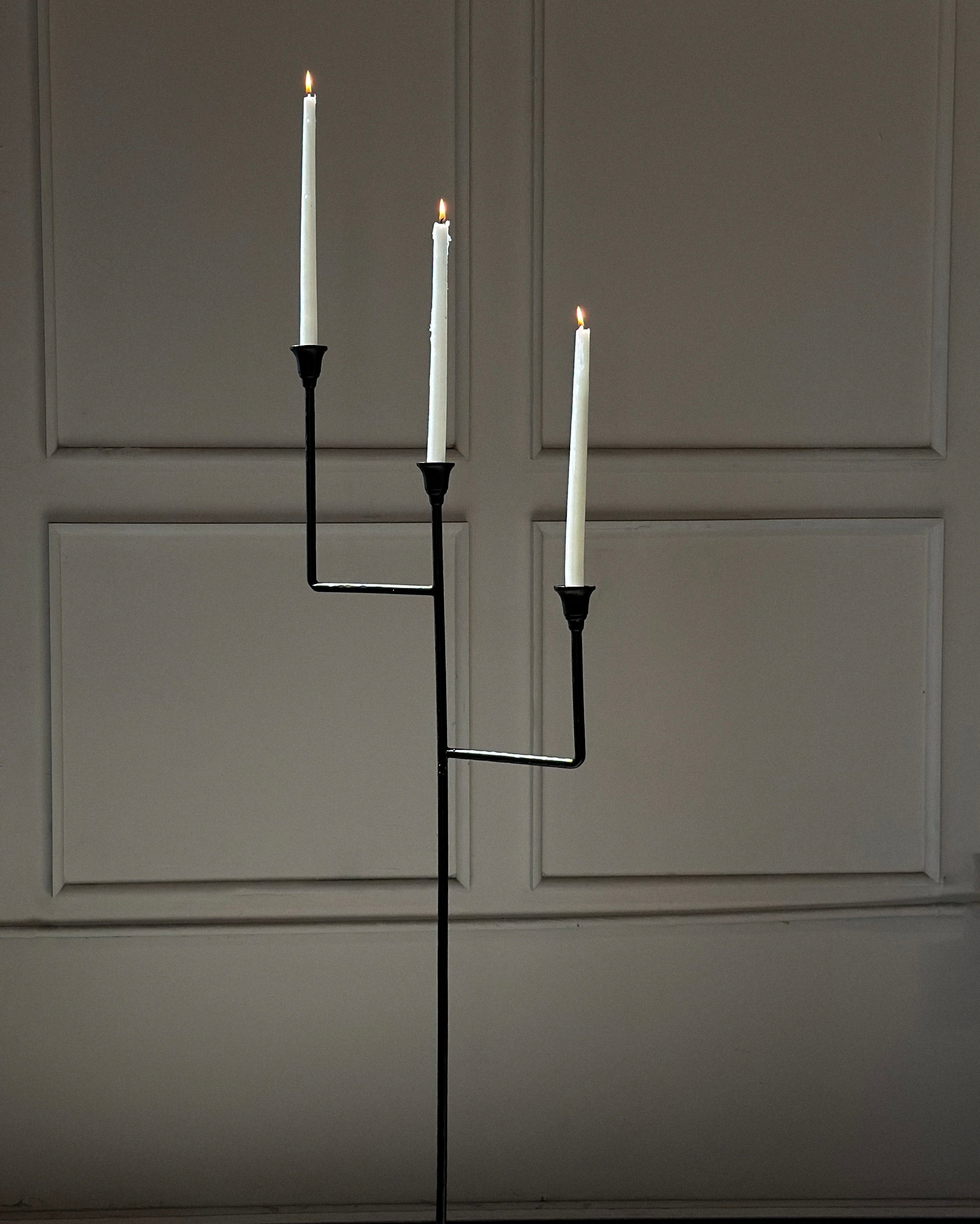 Bardot Hammered Iron Floor Candelabra - 56" Tall Tiered Candleholder