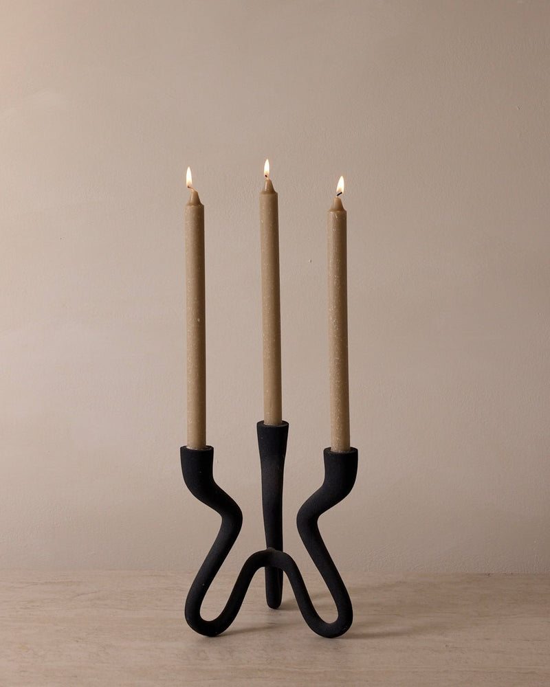 Ebony Elevated Black Aluminum Candelabra centerpiece