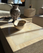 Palermo Beige Travertine Onyx Coffee Table 52" Modern Stone