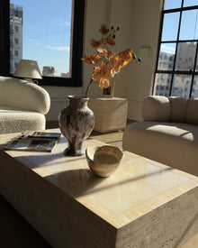 Palermo Beige Travertine Onyx Coffee Table 52" Modern Stone
