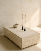 Palermo Beige Travertine Onyx Coffee Table 52" Modern Stone