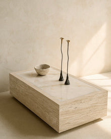 Palermo Beige Travertine Onyx Coffee Table 52" Modern Stone