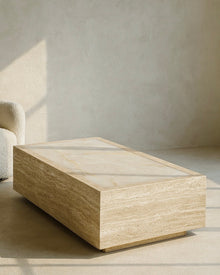 Palermo Beige Travertine Onyx Coffee Table 52" Modern Stone