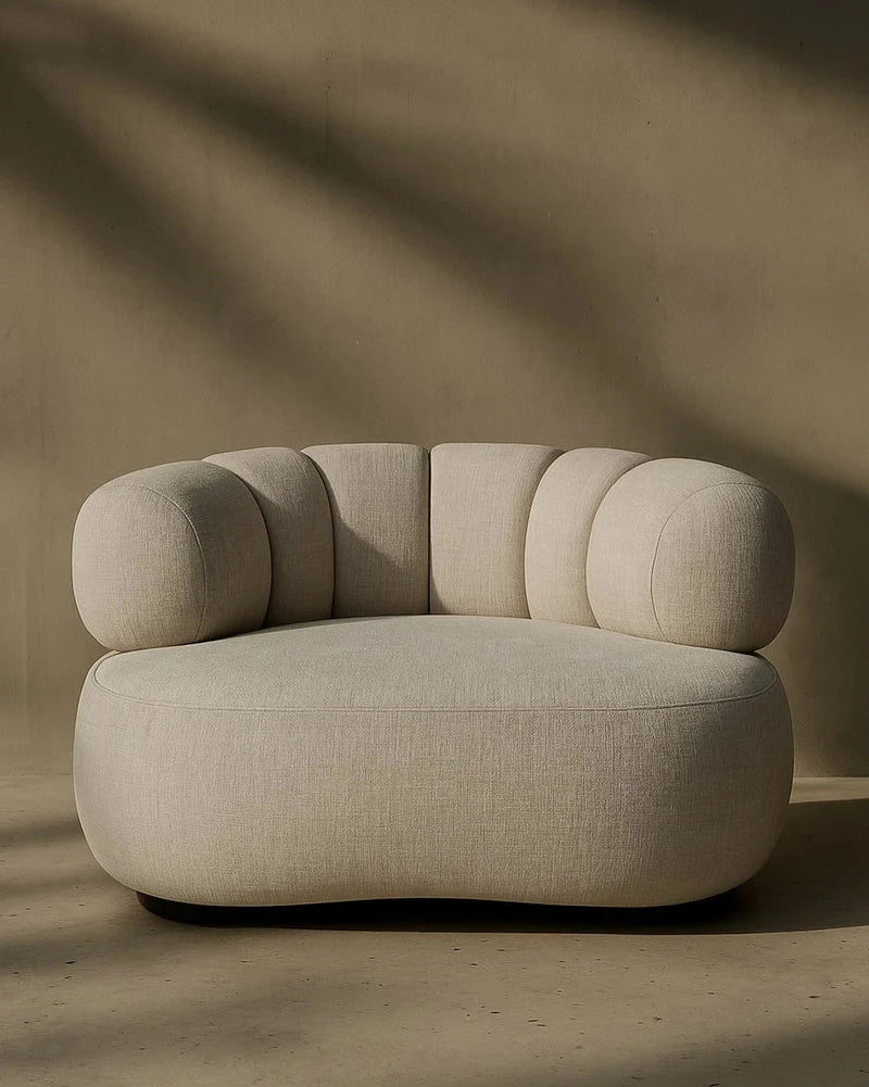 Aura Channel Tufted Accent Chair - Light Brown Viscose 1.5 Seater