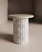 Waverly White Marble End Table - 20x20 Italian Contemporary Design Side Table