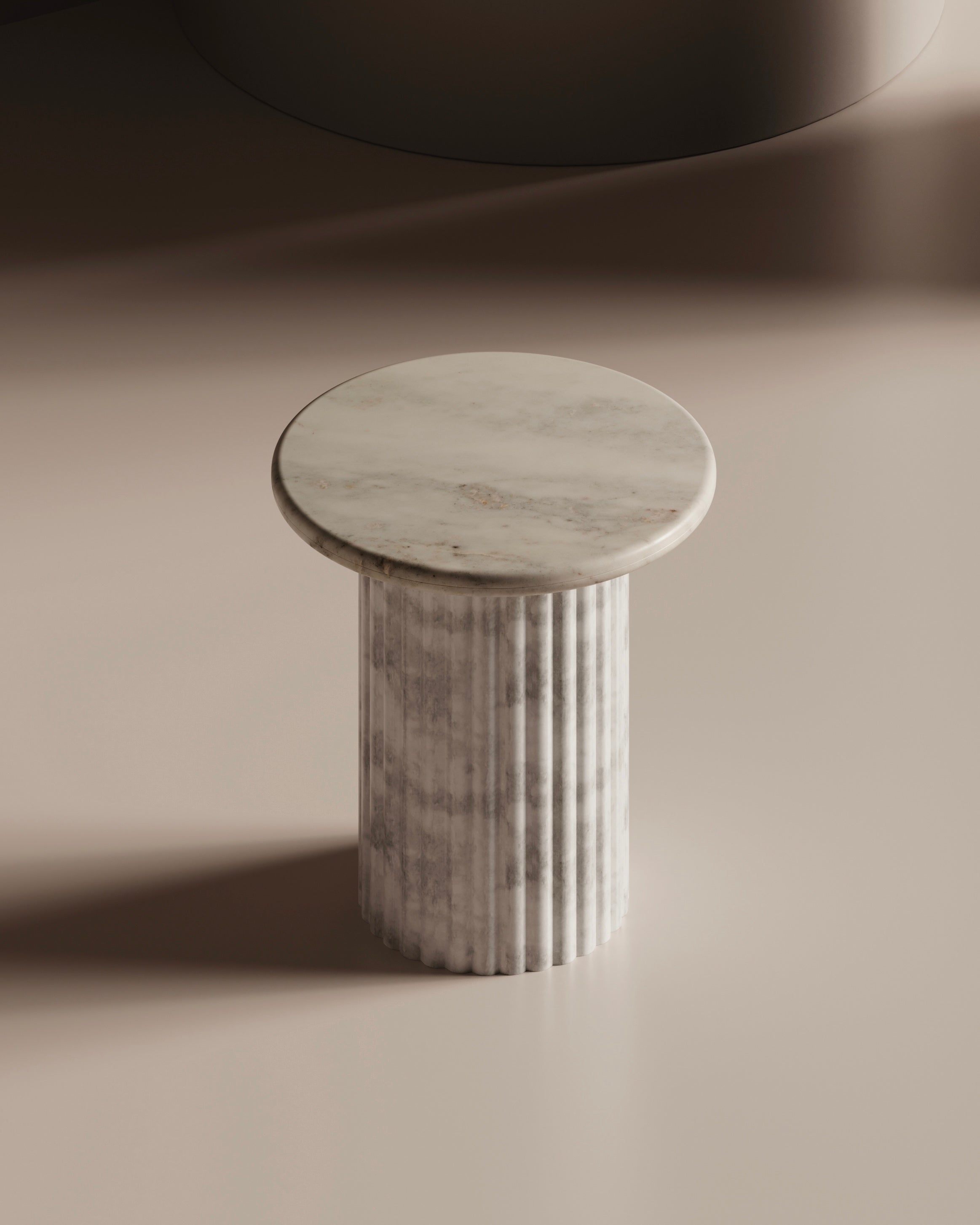 Waverly White Marble End Table - 20x20 Italian Contemporary Design Side Table