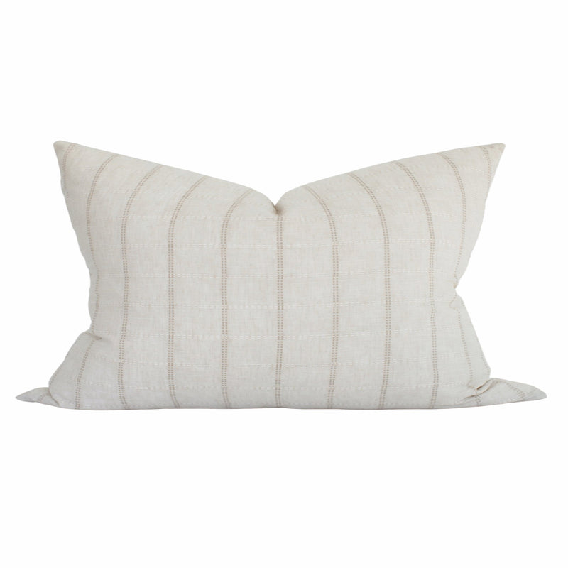 Benson tan and cream dash stripe pillow cover, view 2