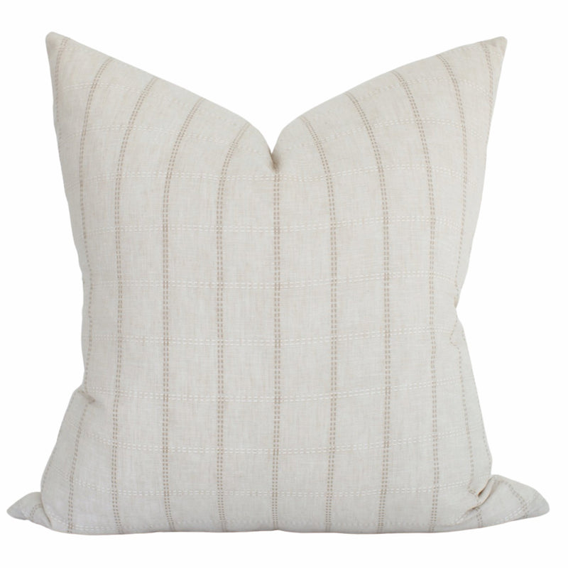 Benson tan and cream dash stripe pillow cover