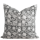 Burgos Floral Block Printed Pillow Cover | Black