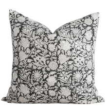 Burgos Floral Block Printed Pillow Cover | Black