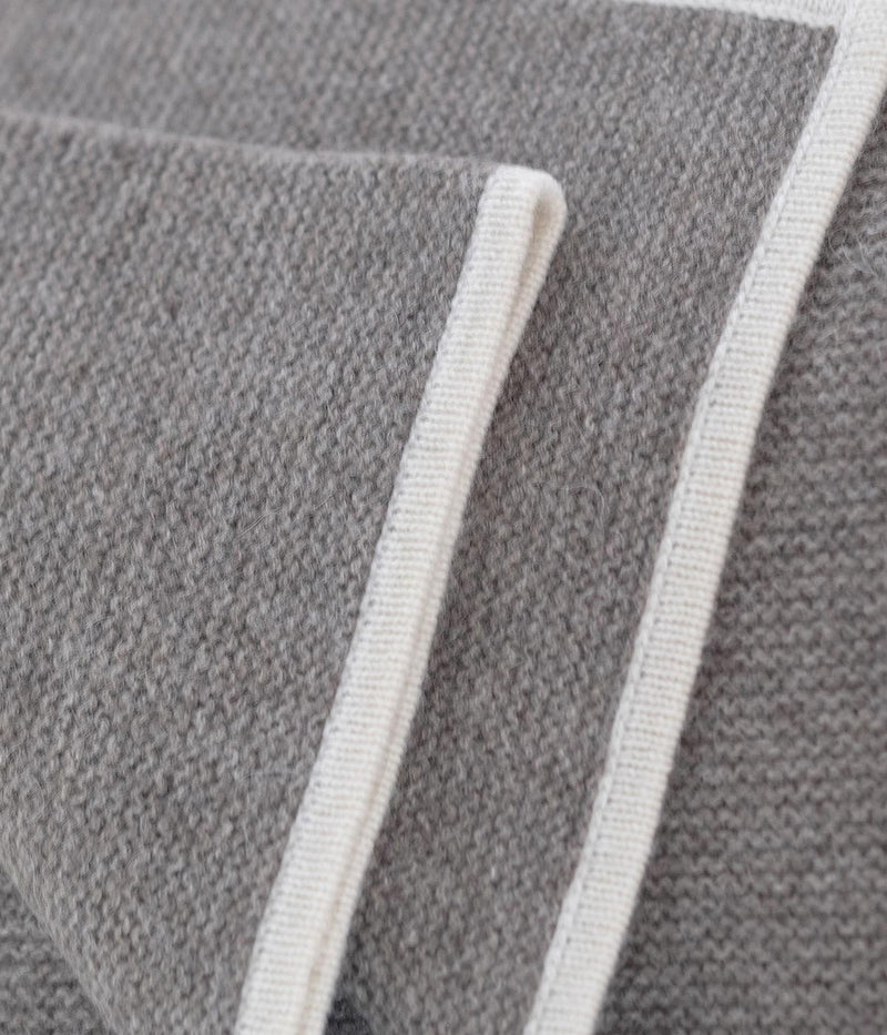 Platinum and White Purl Knit Yak Down Throw