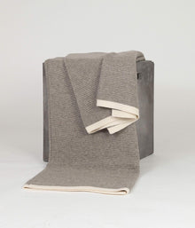 Platinum and White Ribbed Knit Yak Down Throw