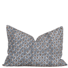 Aster Floral Block Printed Pillow Cover | Blue, Brown | Lumbar