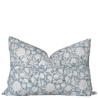 Chloe Floral Block Printed Pillow Cover | Blue | Lumbar