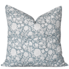 Chloe Floral Block Printed Pillow Cover | Blue