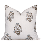 Briar Floral Block Printed Pillow Cover | Blue, Brown, Green