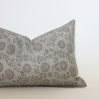 Briette slate blue and taupe floral pillow cover, view 9
