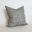 Briette slate blue and taupe floral pillow cover, view 4