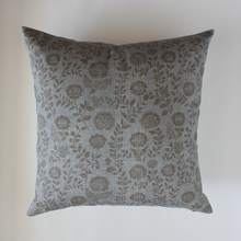 Briette slate blue and taupe floral pillow cover, view 8