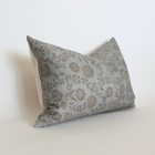 Briette slate blue and taupe floral pillow cover, view 7