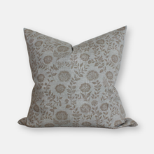 Briette slate blue and taupe floral pillow cover