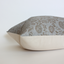 Briette slate blue and taupe floral pillow cover, view 3