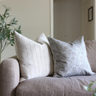 Briette slate blue and taupe floral pillow cover, view 2