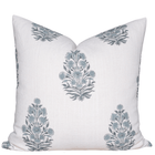 Azure Floral Block Printed Pillow Cover | Blue