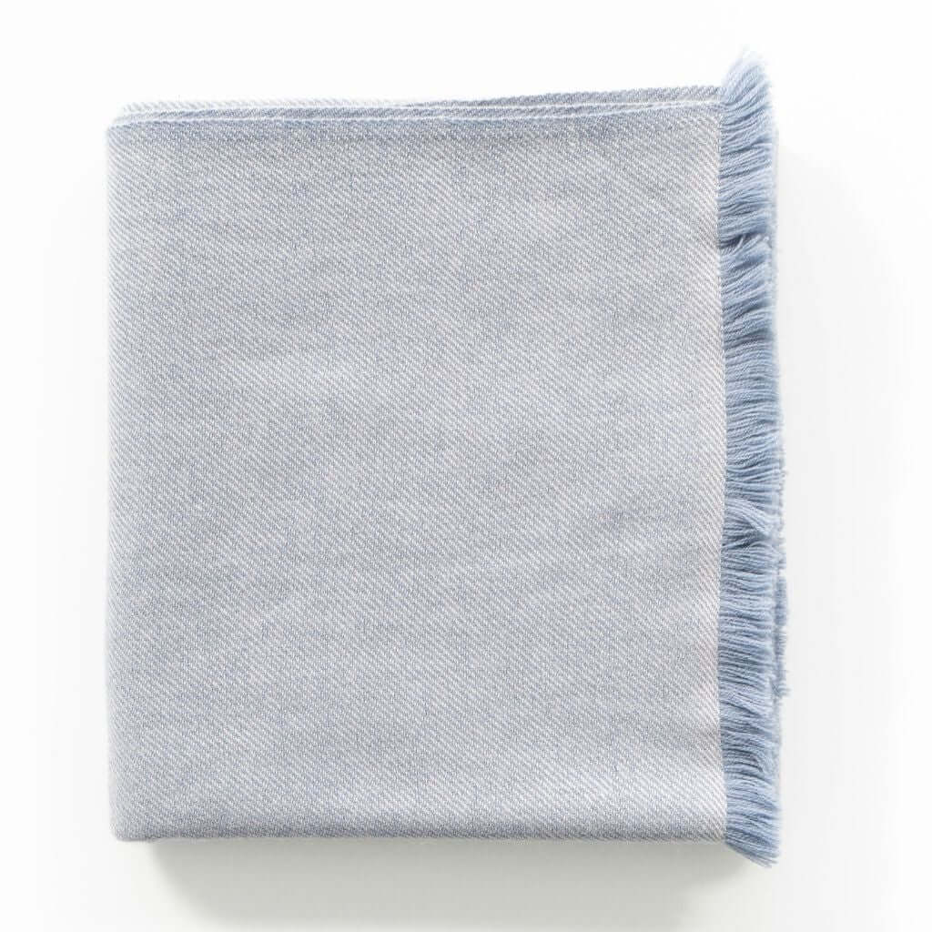 Cobalt Blue herringbone plush merino handwoven throw – One Affirmation