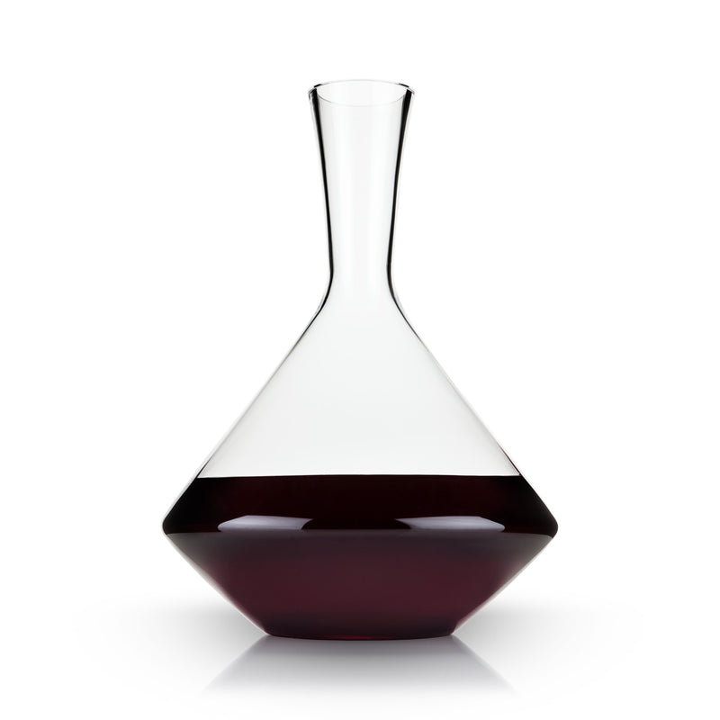 Raye Angled Crystal Wine Decanter with broad base for aeration