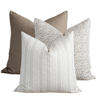 Bellmere neutral and blue pillow combination, set of three pillow covers
