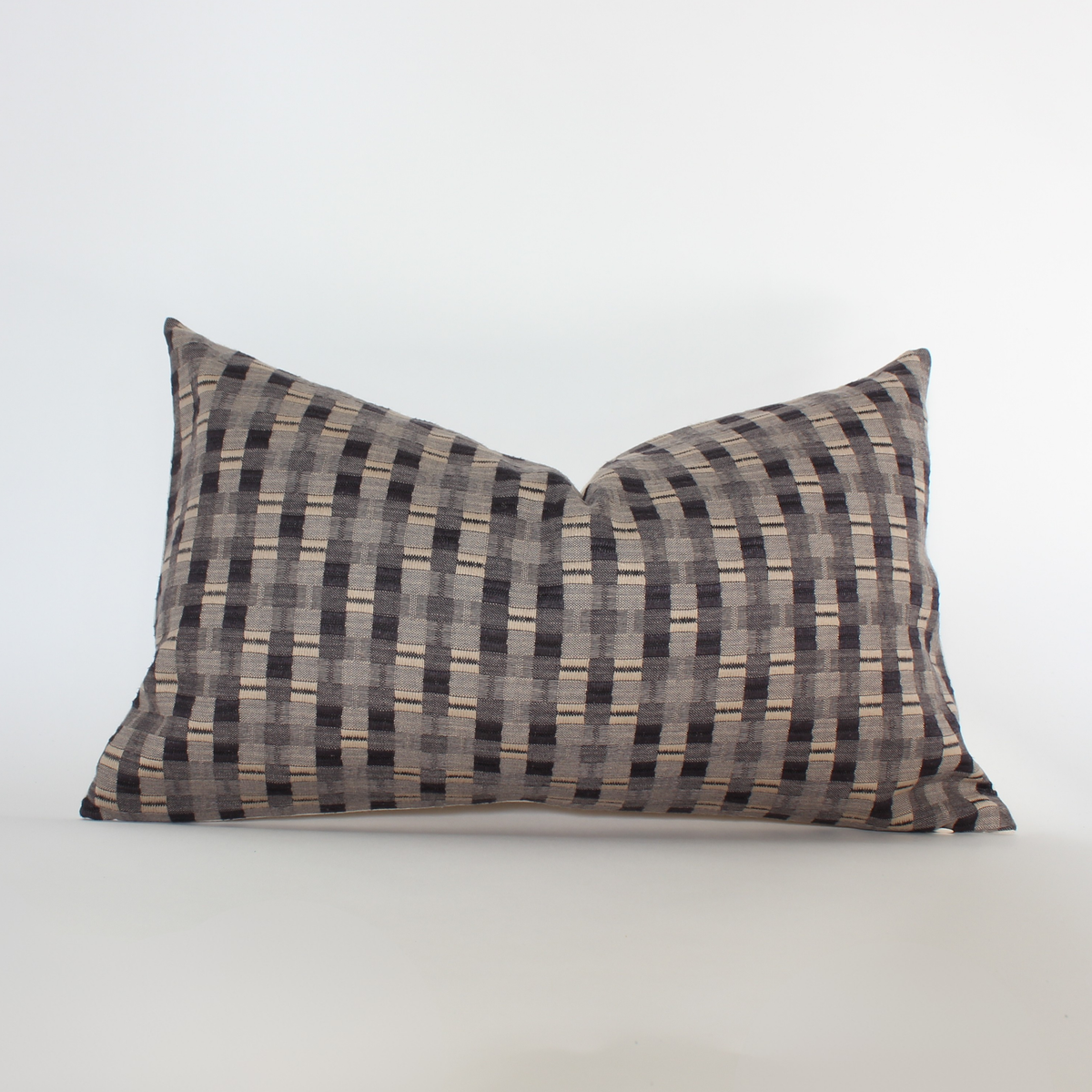 Paris brown and taupe plaid pillow cover, view 5