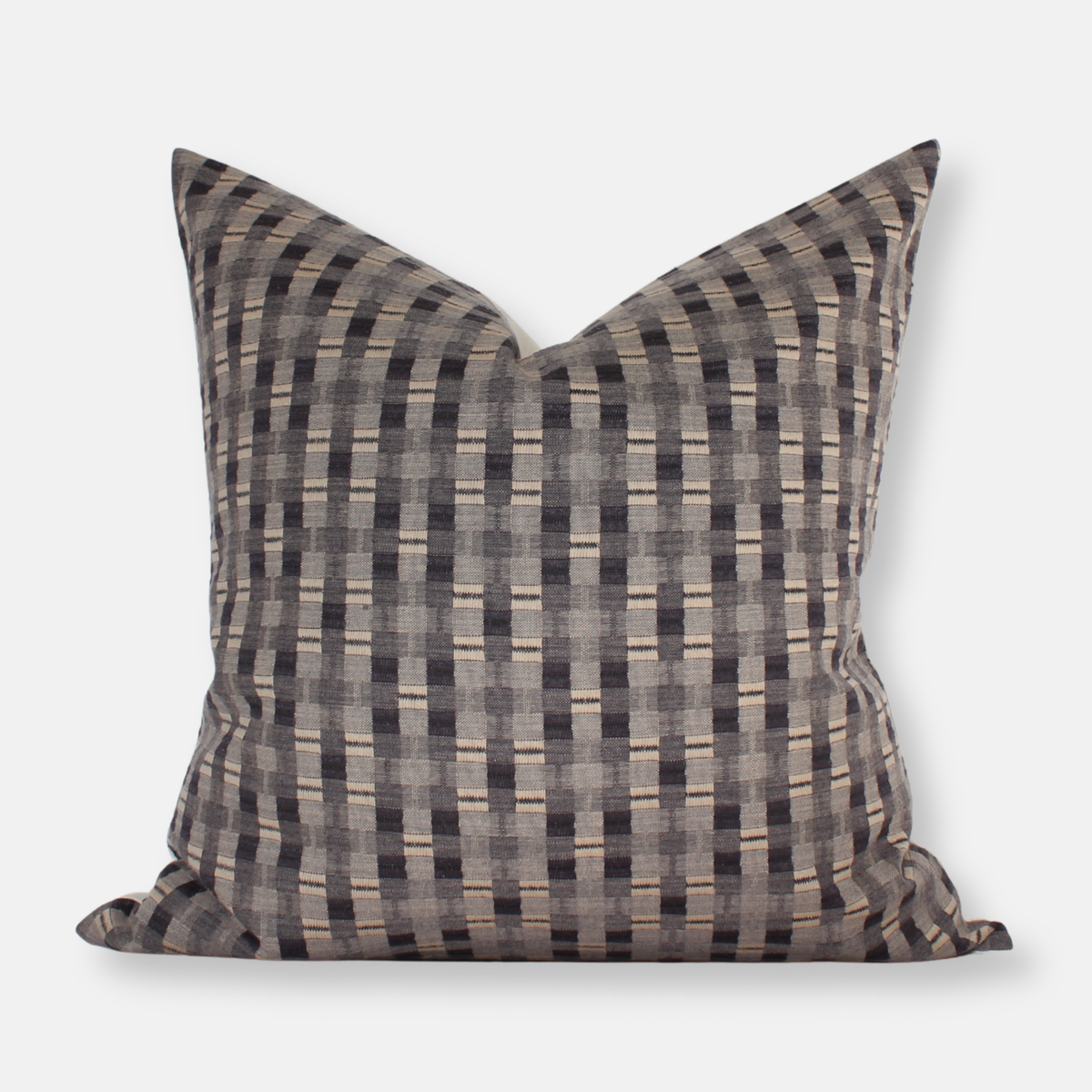 Paris brown and taupe plaid pillow cover