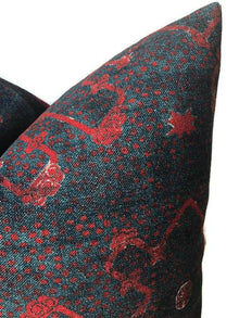 Chloe Pillow Cover in Navy and Red